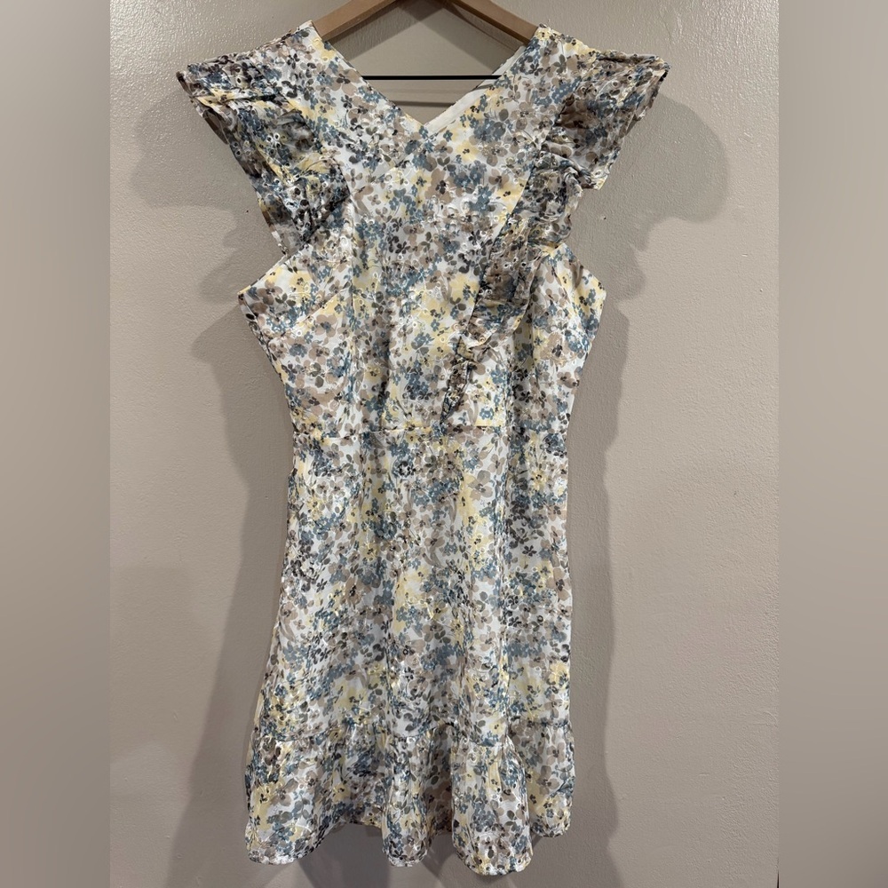 Adelyn Rae Blue and Yellow Floral Midi Dress NWT Size Medium (tag says large)